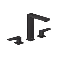 Смеситель для раковины на 3 отверстия с донным клапаном Push-Open Hansgrohe Metropol 32515670 черный матовый