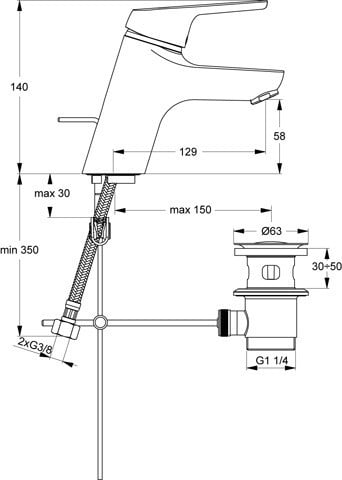 Смеситель для раковины с донным клапаном Ideal Standard Cerasprint B9561AA