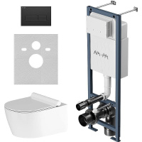 Комплект унитаза с инсталляцией Am.Pm Jupiter IS110338.DX77C1700 с сиденье микролифт, кнопка черный матовый