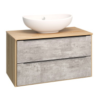 Тумба под раковину Runo подвесная серый дуб Мальта 85 (00-00001100)