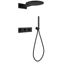 Душевой комплект ABBER Wasser Kreis AF8151B скрытого монтажа без излива, термостат, черный матовый