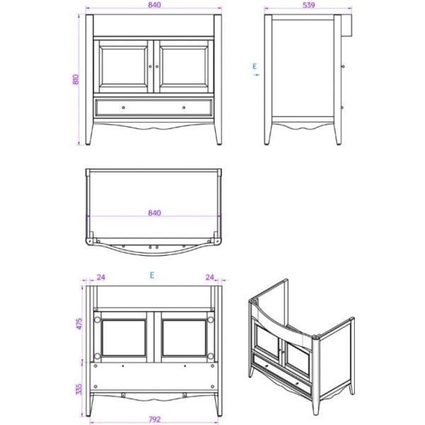 Тумба с раковиной орех 90 см Tiffany World Veronica Nuova VER3090-N+AR864bi*1комплект
