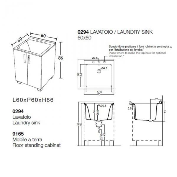 Комплект для постирочной Kerasan Communita 9165k1
