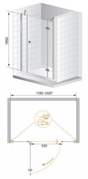 Душевая дверь Cezares Verona VERONA-60/50-C-Cr