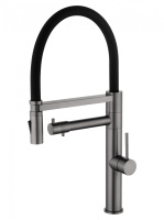 Смеситель для кухни с гибким изливом и подключением фильтра WONZON & WOGHAND, темный графит WW-88458007-BGM