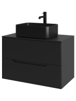 Тумба с раковиной подвесная 80 см, Orange Line Li-80TubMDF+B02-460MB черный