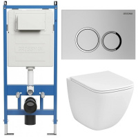 Комплект унитаза с инсталляцией Grossman Galaxy 97.4497SQC.01.110 с клавишей смыва