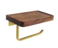 Держатель туалетной бумаги с деревянной полочкой матовое золото BRONZE DE LUXE Forest  10705G