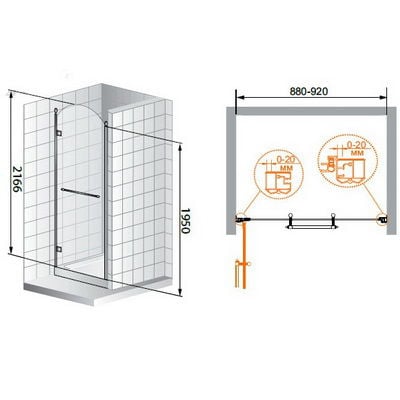 Дверь в нишу Cezares RETRO-A-B-1-90-CP-Br-L