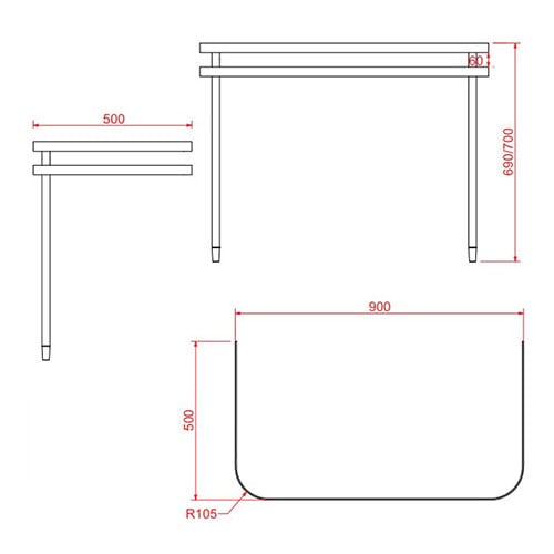 Металлическая консоль для раковины Artceram Azuley AZA003 71 01 bi/cr