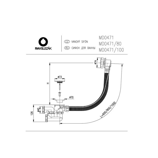 Слив-перелив для ванны Rav Slezak MD0471/100