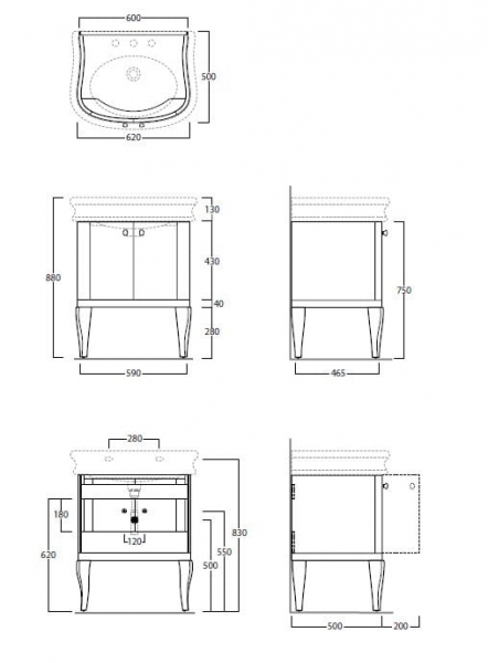 Тумба с раковиной Simas Lante LAM70 tortora