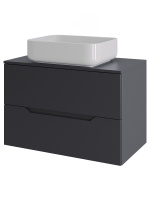 Тумба с раковиной подвесная 70 см, Orange Line Li-70TugMDF+B05-500W графит/белый