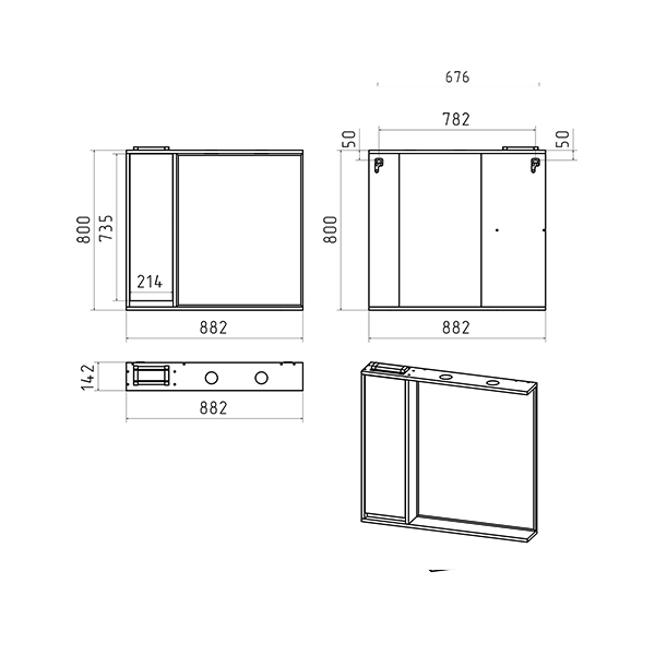 Зеркальный шкаф (88х80) Brevita Balaton 90 левый  BAL-04090-03-01Л