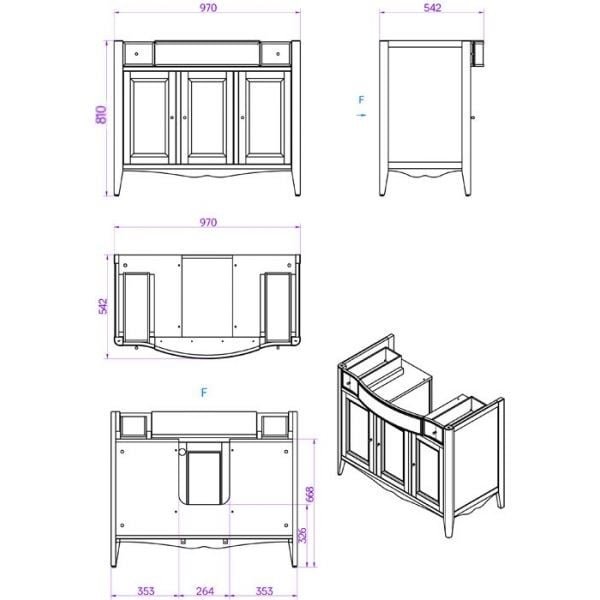 Тумба с раковиной белый 105 см Tiffany World Veronica Nuova VER5105-B+AR874bi*1комплект