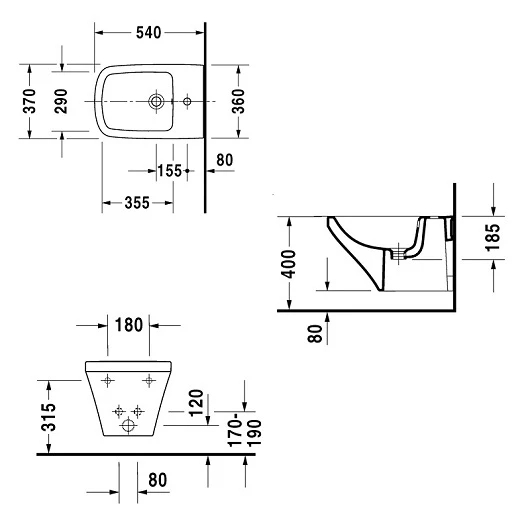 Биде подвесное Duravit DuraStyle 2282150000