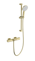 Смеситель для ванны с душевым гарнитуром и термостатом WONZON & WOGHAND Plate, брашированное золото WW-C2017-A-BG