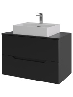 Тумба с раковиной подвесная 80 см, Orange Line Li-80TubMDF+B04-500W черный/белый