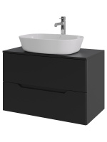 Тумба с раковиной подвесная 80 см, Orange Line Li-80TubMDF+B08-500W черный/белый