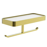 Двойной держатель для туалетной бумаги с полкой WONZON & WOGHAND LOTTE, брашированное золото WW-8356A-BG