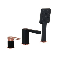 Смеситель на борт ванны на 3 отверстия с керамическим дивертором, IDDIS Slide SLIBG30i07, черный