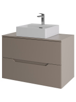 Тумба с раковиной подвесная 80 см, Orange Line Li-80TuLMDF+B04-405W латте/белый