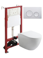 Комплект унитаза с инсталляцией безободковый Agger ATI07150+APB100 кнопка смыва хром