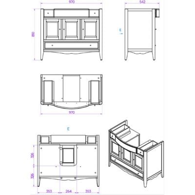 Тумба с раковиной vintage 105 см Tiffany World Veronica Nuova VER6105-V+AR874BI*1KOMPLEKT
