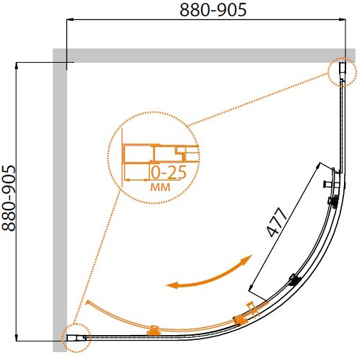 Душевой уголок (90х90) CEZARES MOLVENO MOLVENO-R-1-90-C-BORO-IV