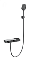Смеситель для ванны с душем и термостатом WONZON & WOGHAND Shelf, темный графит WW-B2551-BGG