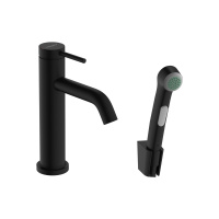 Смеситель для раковины с гигиеническим душем EcoSmart+ Hansgrohe Tecturis S 73211670 черный матовый