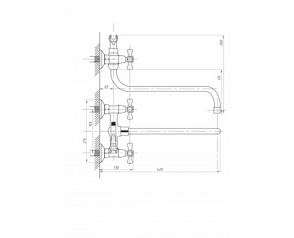 Смеситель для ванны с душем FAUZT FZs-511-07 тип См-ВУДРНШлА