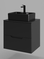 Тумба с раковиной подвесная 60 см, Orange Line Li-60TubMDF+B01-475MB черный