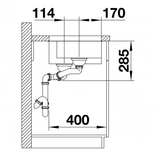 Кухонная мойка Blanco Supra 340/180-U (чаша слева, с клапаном-автоматом) 525217