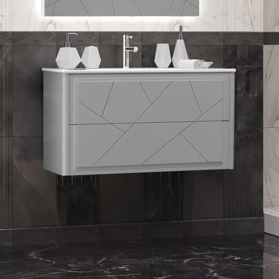 Тумба под раковину Opadiris Луиджи 90   00-00005940 серый матовый (без раковины)