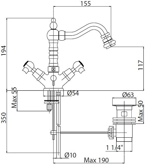 Смеситель для биде Cezares GOLF GOLF-BS2-01
