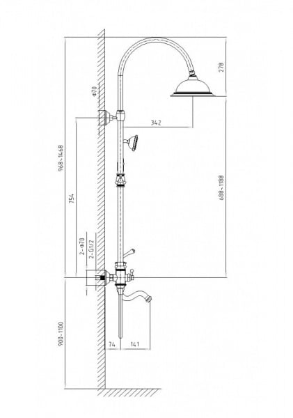 Душевая система Timo Adelia 3-х режимная SX-6010/04 black antique