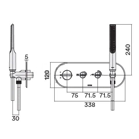 Смеситель для душа термостатический Bossini Apice Z00522.043 брашированное золото