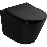 Унитаз ABBER Bequem AC1102TMB подвесной черный матовый, безободковый, смыв торнадо