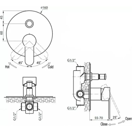 Смеситель для ванны Cezares LACONICO-C-VDI-BLC Смеситель для ванны Cezares LACONICO-C-VDI-BLC