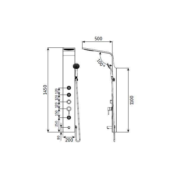 Душевая панель, черный RGW SP-05B 21140105-14