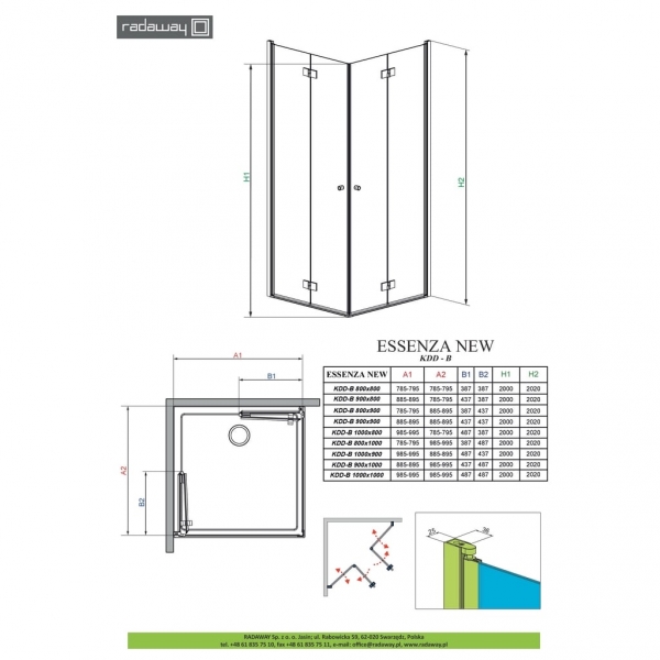 Правая часть душевой кабины Radaway Essenza 385072-01-01RB