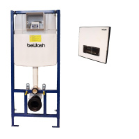 Комплект Инсталляция beWash для подвесного унитаза BW74 с кнопкой смыва Vago P05WC, Белое стекло/Хром  K500RZVP0500BYC00000