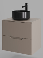 Тумба с раковиной подвесная 60 см, Orange Line Li-60TuLMDF+B07-345B латте/черный