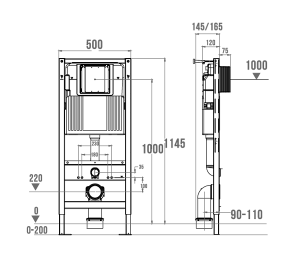 Система инсталляции для унитаза WONZON & WOGHAND пневматическая WW-TI743A-H