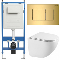 Комплект унитаза с инсталляцией Grossman Classic 97.4455SQC.04.30M с клавишей смыва