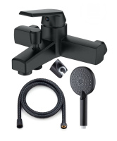 Смеситель для ванны однорычажный полимерный с душевым набором OneLife P02-300b черный