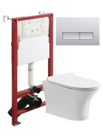 Комплект унитаза с инсталляцией безободковый Orange CI01-100W+APB200 кнопка смыва хром