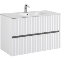 База под раковину Art&Max Еlegant AM-ELEGANT-900-2C-SO-BL-LED-P Белый глянец