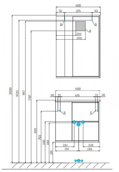 Тумба с раковиной АКВАТОН БОСТОН 60 1A2400K1BN010